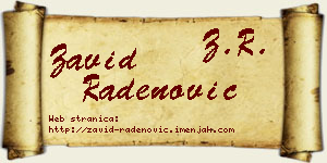 Zavid Radenović vizit kartica